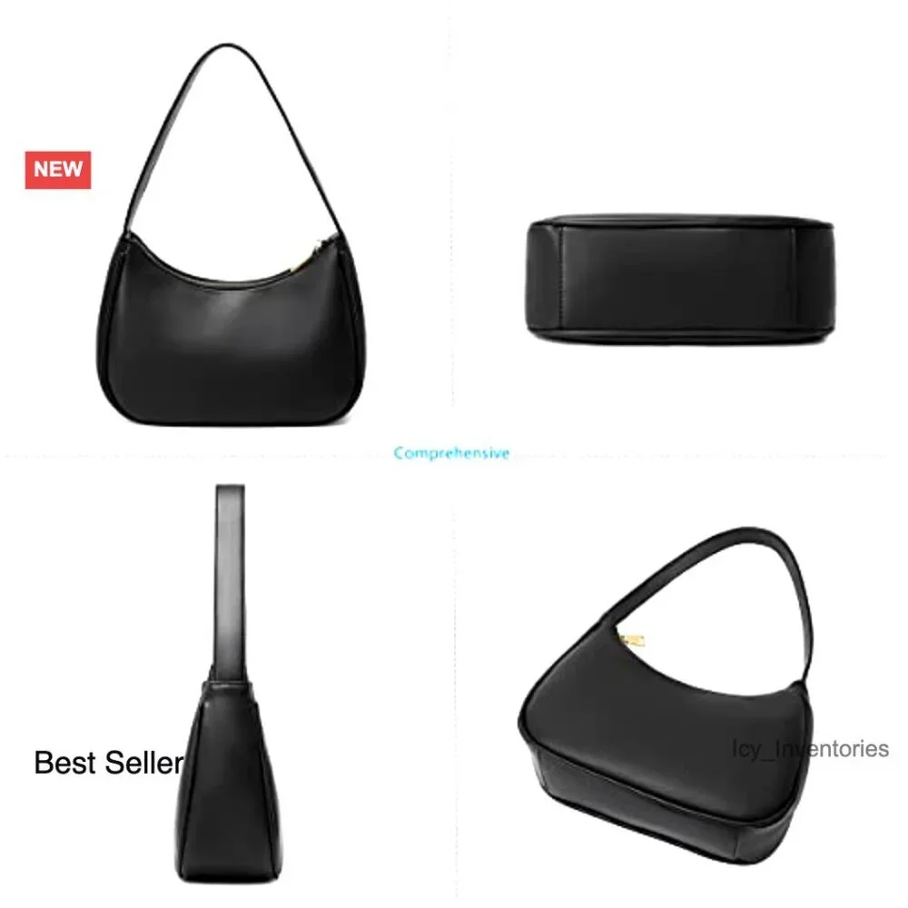 PU Leather Hobo Shoulder Bag Mini Clutch Tote with Zipper Closure